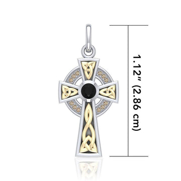An inspiring crucifix ~ Sterling Silver Jewelry Celtic Cross Pendant with 18k Gold accent MPD1805 - Jewelry